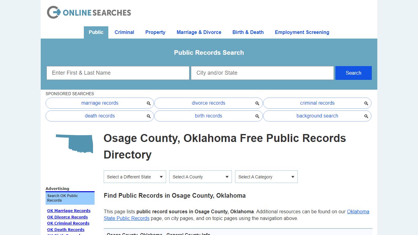 Osage County, Oklahoma Public Records Directory