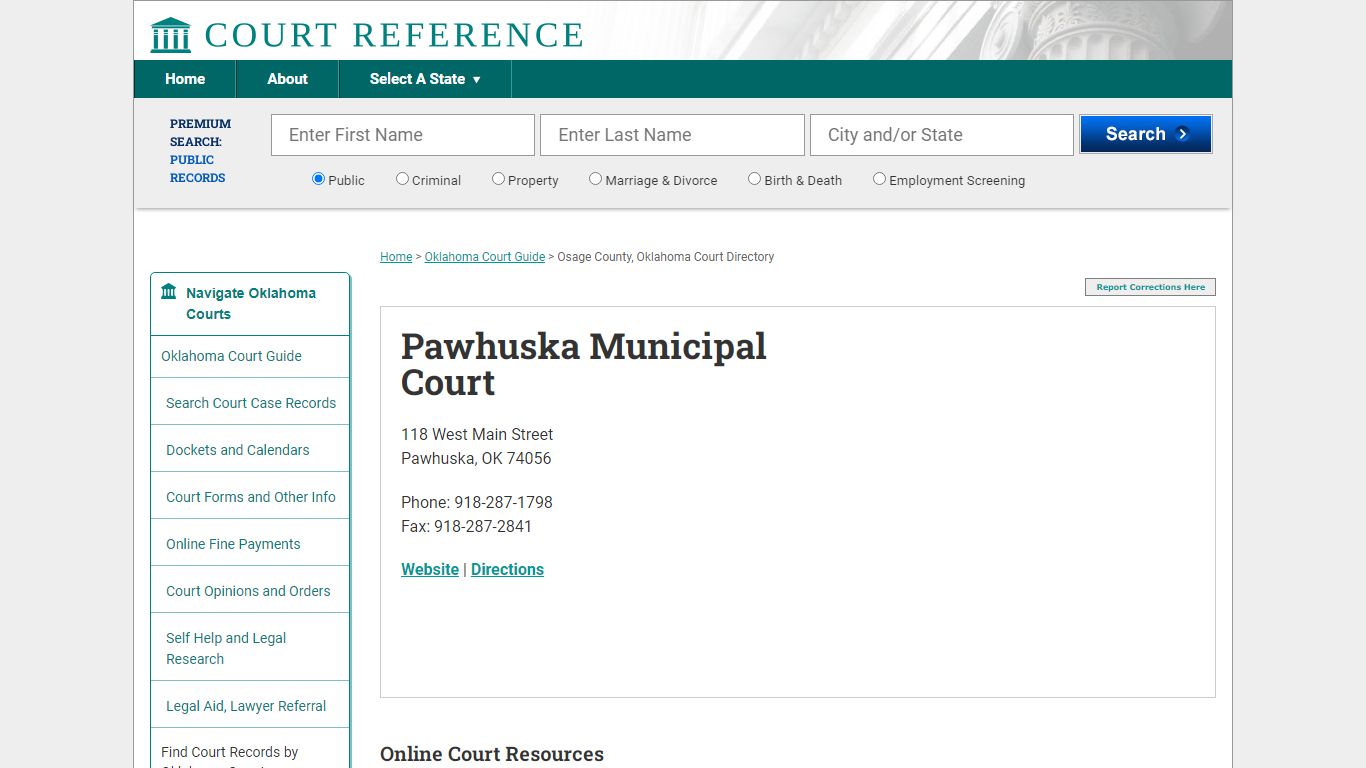 Pawhuska Municipal Court - Court Records Directory