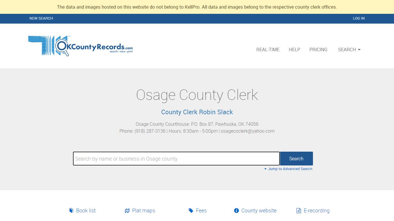Osage County - County Clerk Public Land Records for Oklahoma